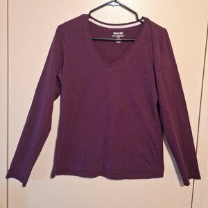 b.u.m. Equipment Burgundy V-Neck Long Sleeve Top – Women’s Large